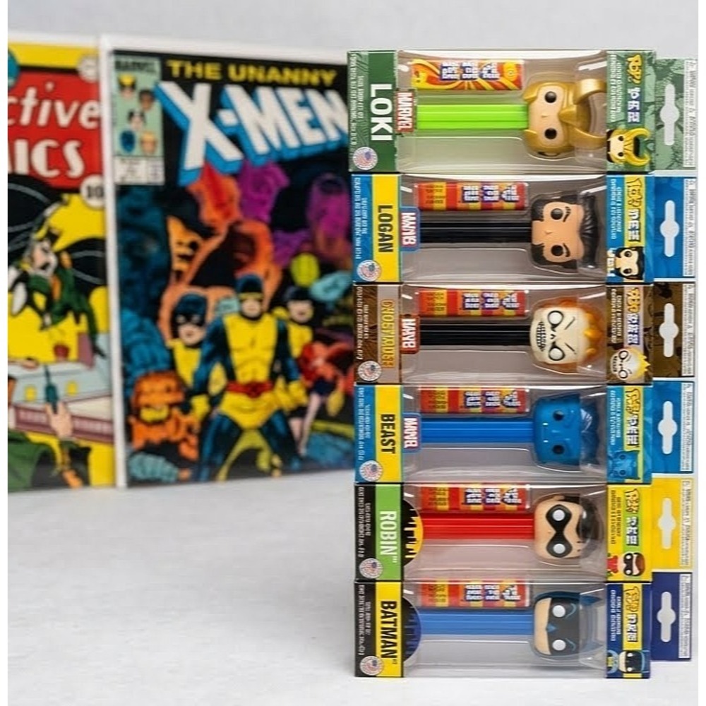FUNKO POP PEZ Batman, Robin, Loki, Logan, Ghost Rider & Beast (Marvel & BM)